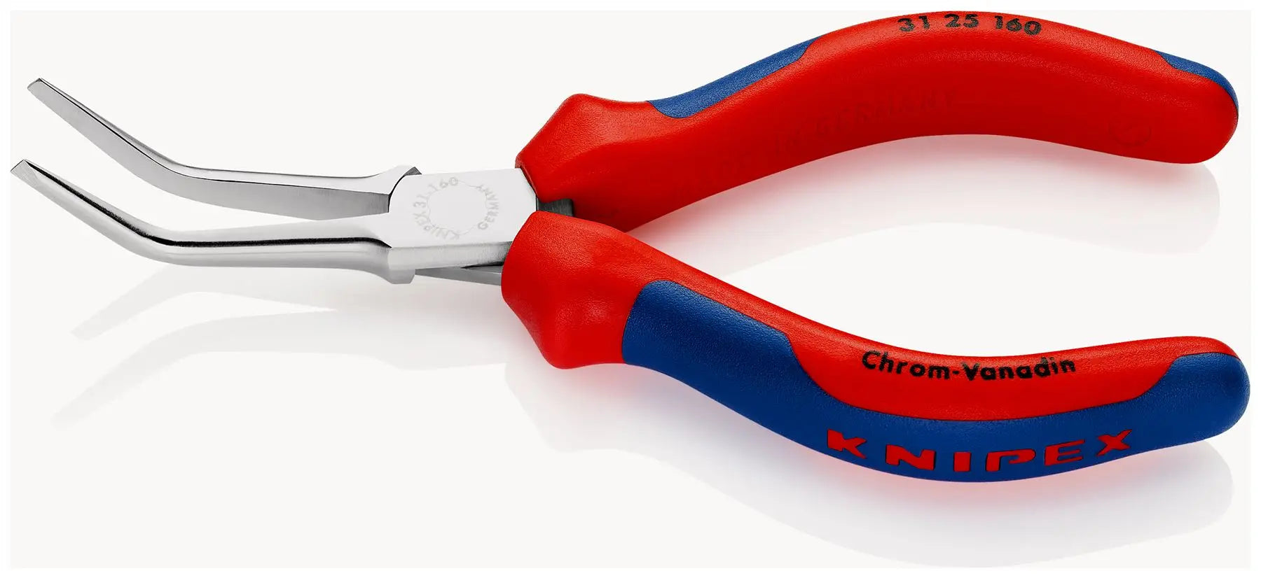 KNIPEX Flat Needle Nose Pliers Bent Nose 160mm Multi Component Grips 31 25 160 White Rose Tools