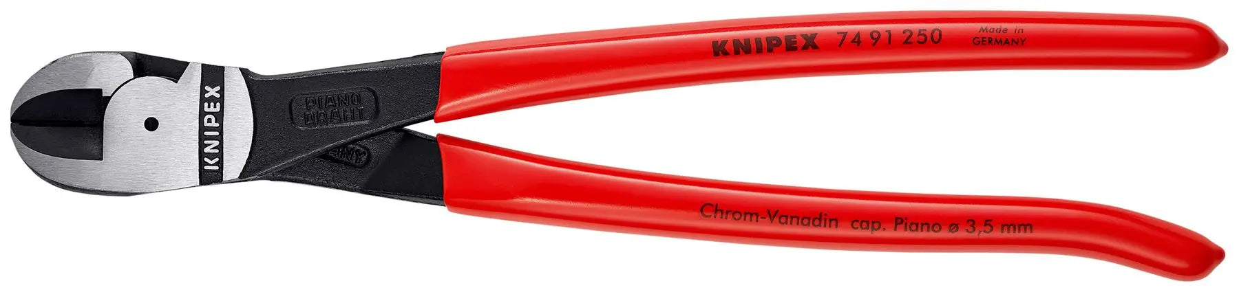 KNIPEX High Leverage Centre Cutter Cutting Pliers 250mm Plastic Coated Handles 74 91 250 White Rose Tools