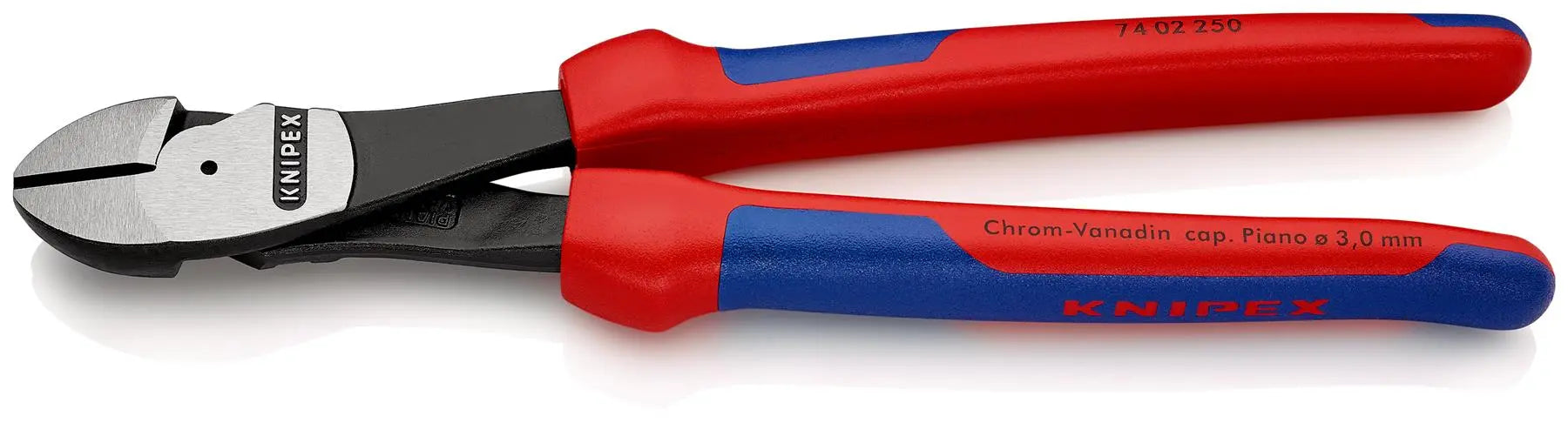 KNIPEX High Leverage Diagonal Side Cutting Pliers 250mm Multi Component Grips 74 02 250 White Rose Tools