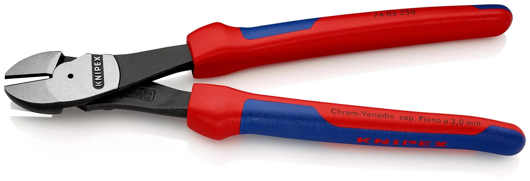 KNIPEX High Leverage Diagonal Side Cutting Pliers 250mm Multi Component Grips 74 02 250 White Rose Tools