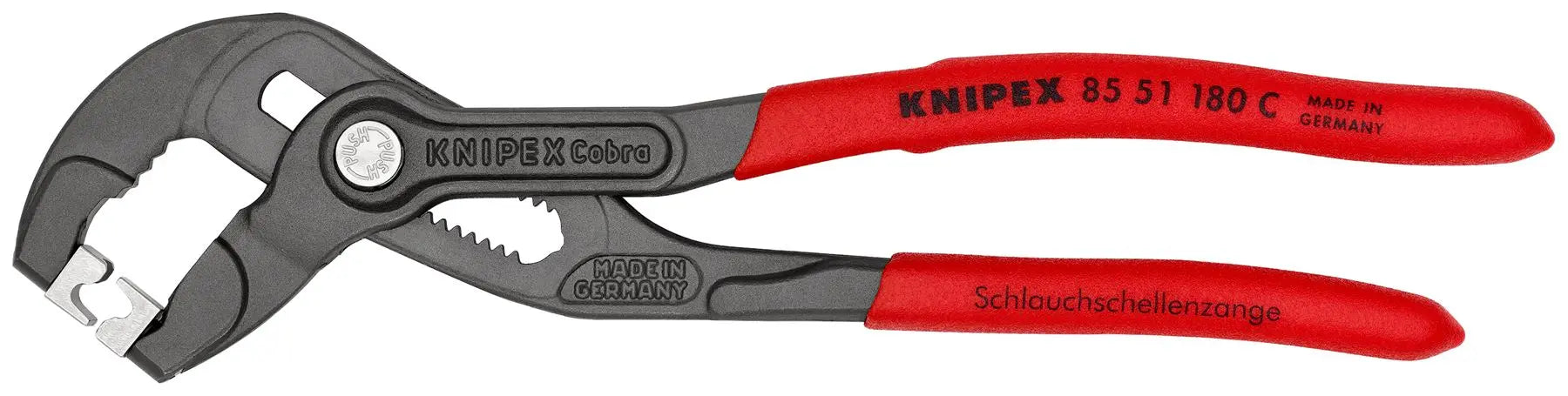 KNIPEX Hose Clamp Pliers for Click Clamps 180mm Plastic Coated Handles Non Slip 85 51 180 C White Rose Tools