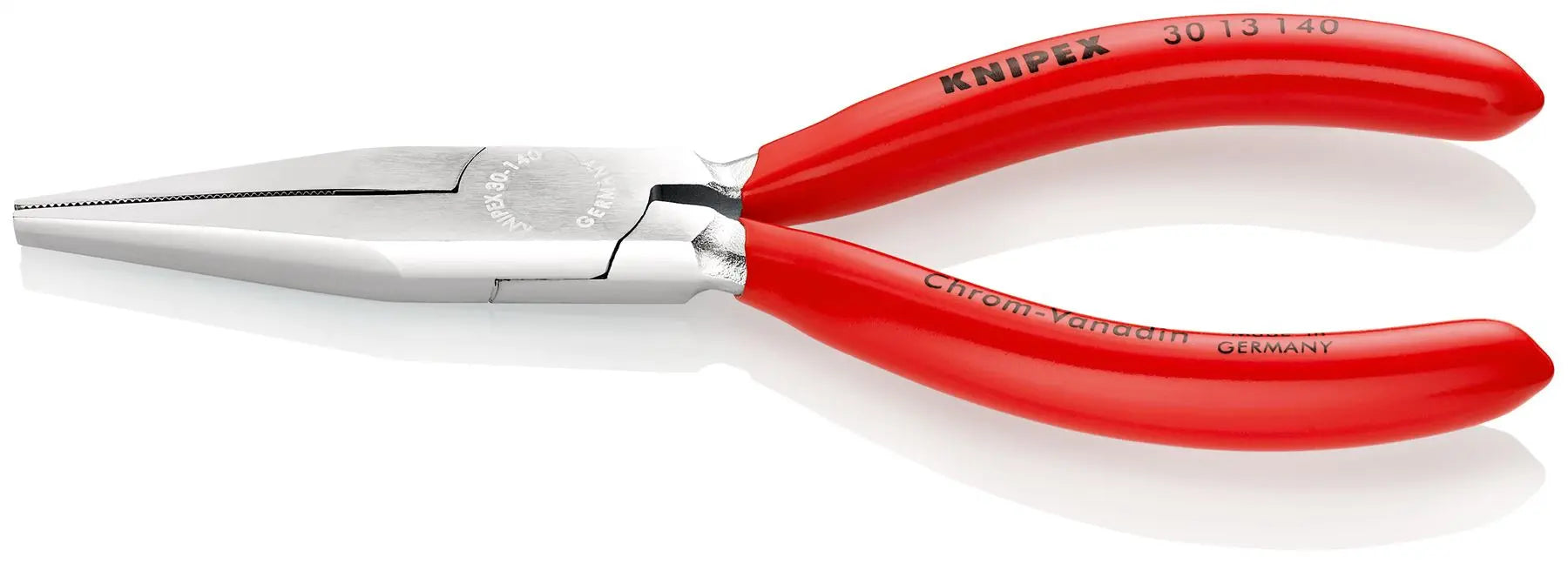 KNIPEX Long Nose Pliers Heavy Duty Wear Resisting 140mm Chrome Plastic Coated 30 13 140 White Rose Tools