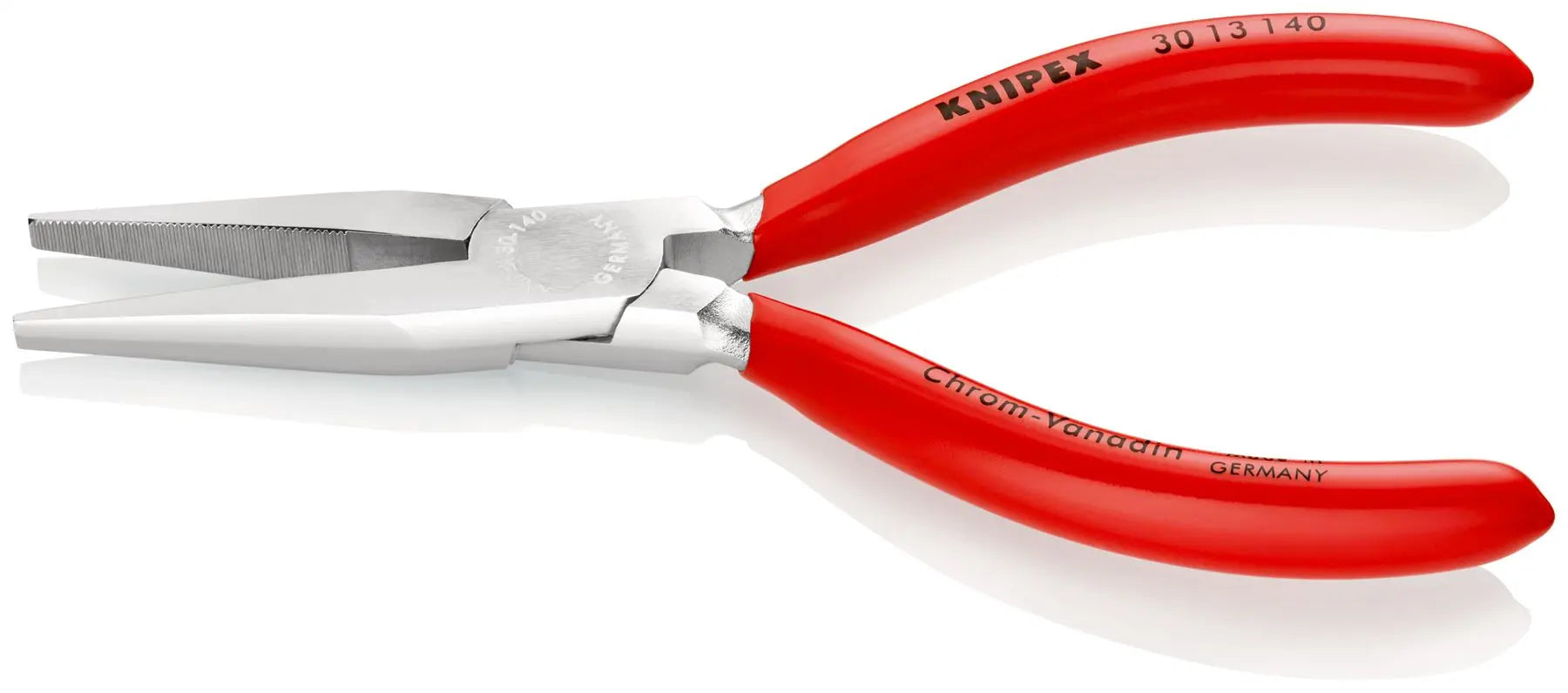 KNIPEX Long Nose Pliers Heavy Duty Wear Resisting 140mm Chrome Plastic Coated 30 13 140 White Rose Tools