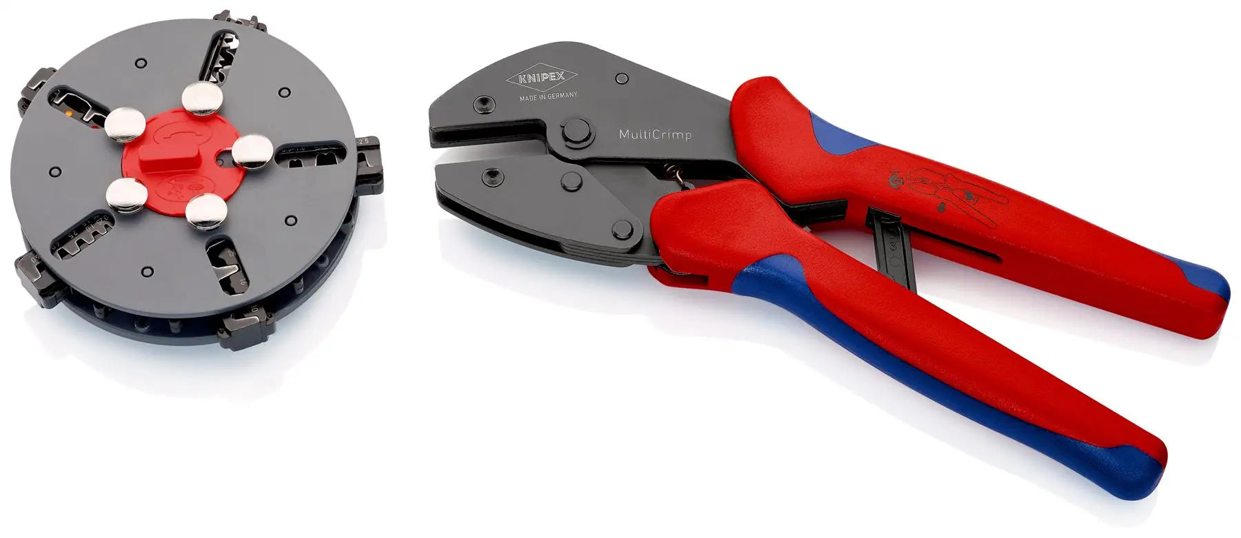 KNIPEX MultiCrimp 250mm Lever Action Crimping Pliers with Changer Magazine 97 33 02 White Rose Tools
