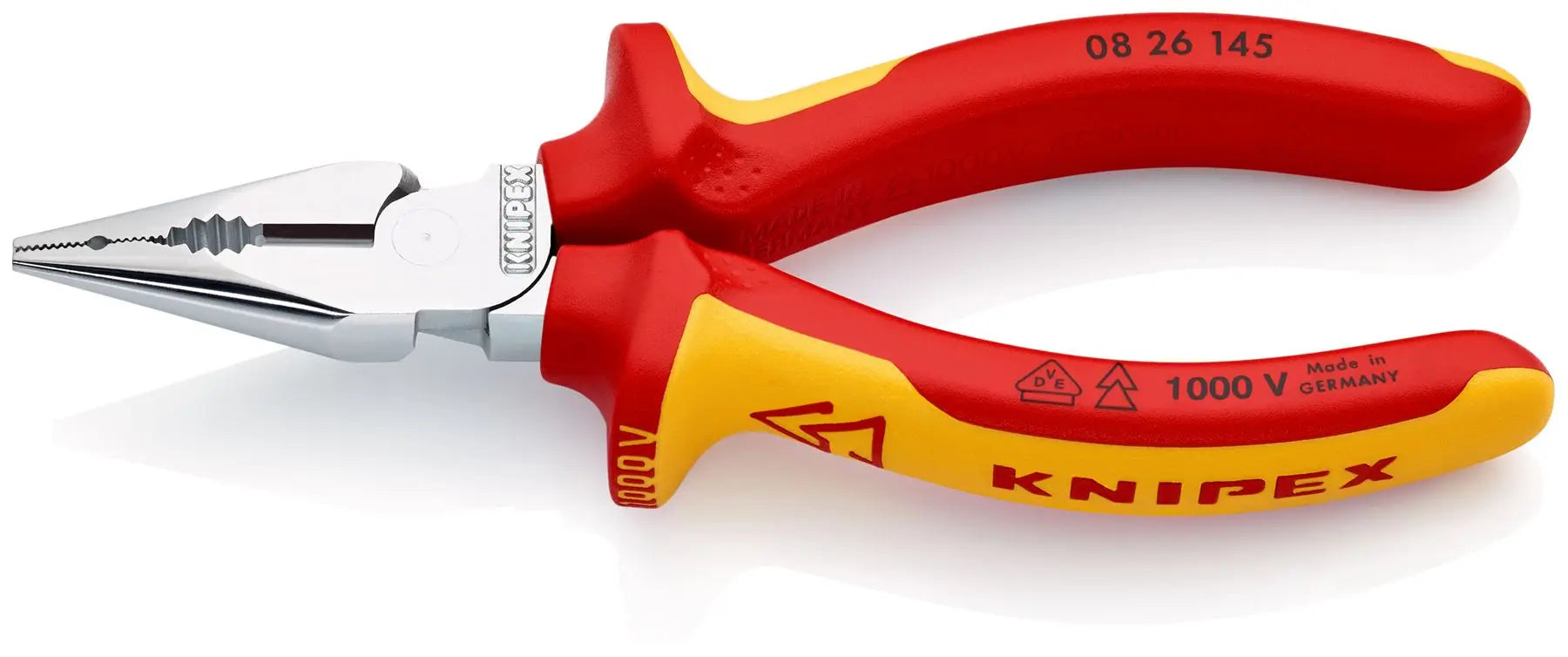 KNIPEX Needle Nose Combination Pliers 145mm VDE Chrome Multi Component Grips 08 26 145 White Rose Tools