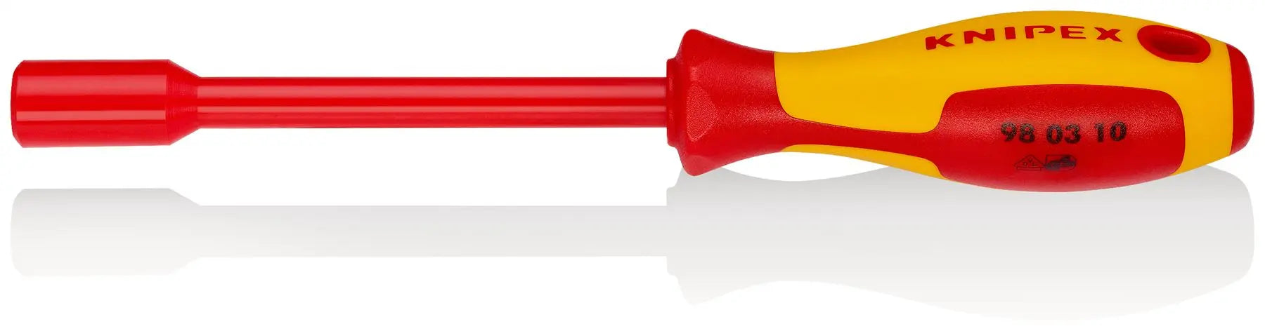 KNIPEX Nut Driver with Screwdriver Handle 10.0mm VDE Insulated Multi Component Grips 237mm 98 03 10 White Rose Tools