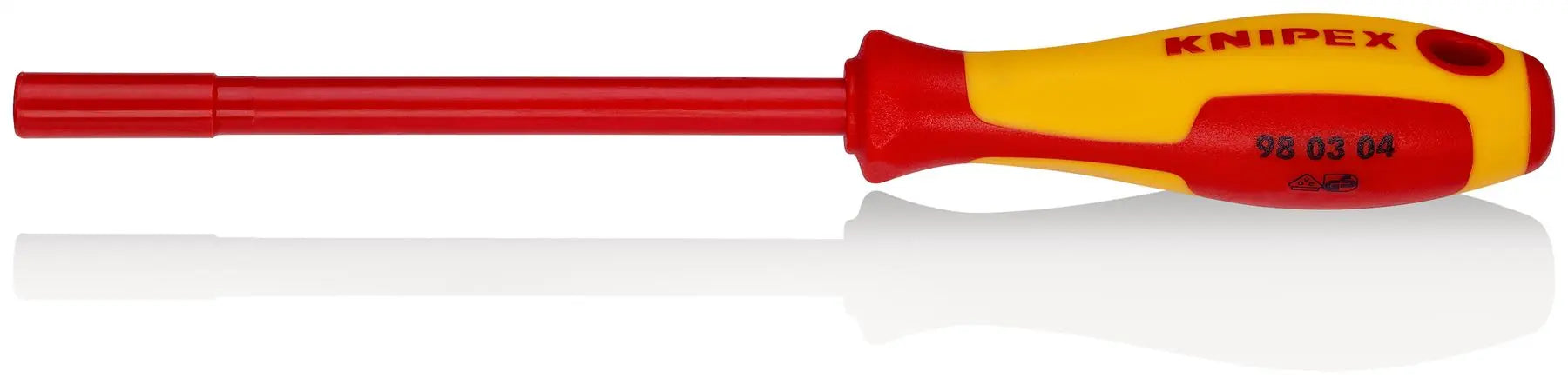 KNIPEX Nut Driver with Screwdriver Handle 4.0mm VDE Insulated Multi Component Grips 230mm 98 03 04 White Rose Tools
