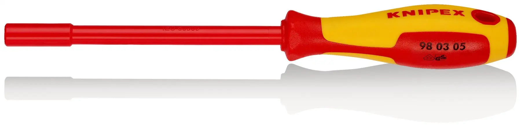 KNIPEX Nut Driver with Screwdriver Handle 5.0mm VDE Insulated Multi Component Grips 230mm 98 03 05 White Rose Tools