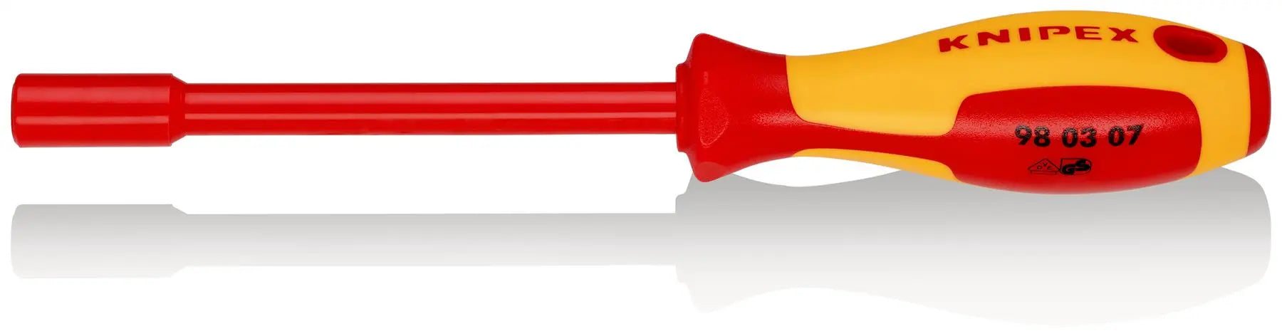 KNIPEX Nut Driver with Screwdriver Handle 7.0mm VDE Insulated Multi Component Grips 237mm 98 03 07 White Rose Tools
