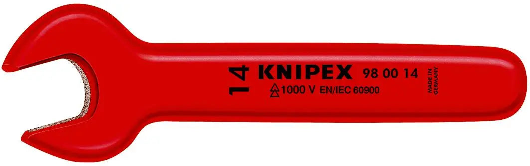 KNIPEX Open End Wrench Spanner 17mm Insulated VDE 1000V 155mm Long 15° Jaw Angle 98 00 17 White Rose Tools