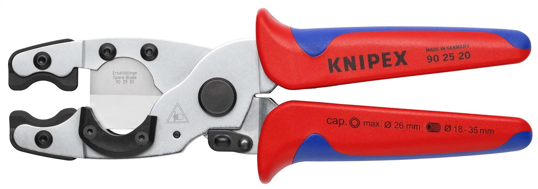 KNIPEX Pipe Cutter for Composite Pipes and Protective Tubes 210mm Multi Component Grips 90 25 20 White Rose Tools
