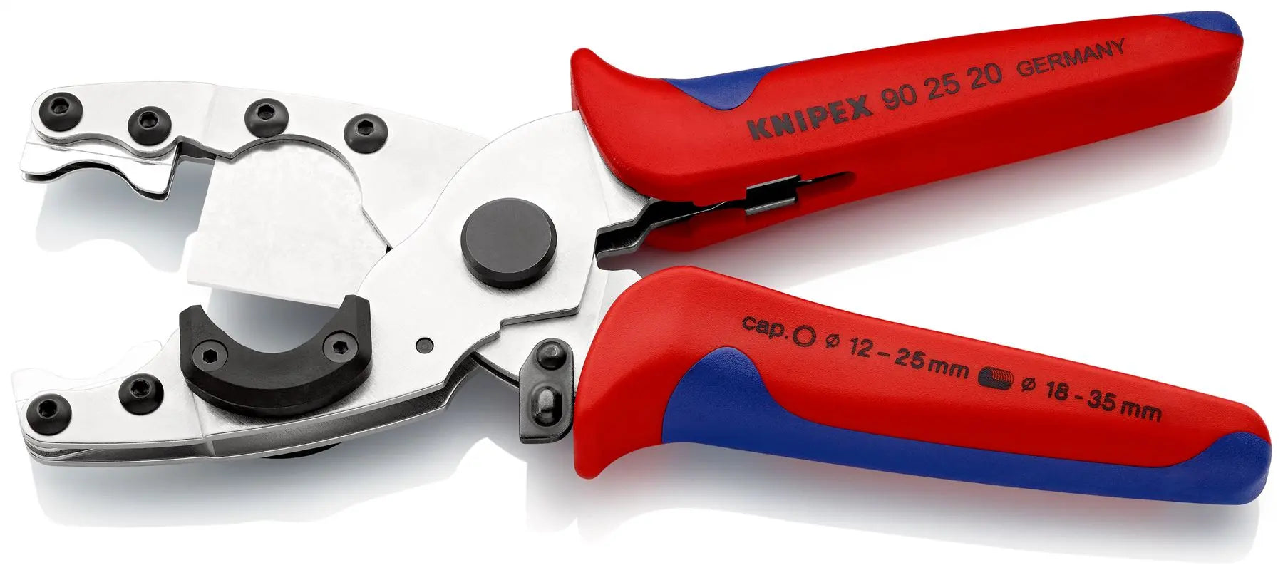 KNIPEX Pipe Cutter for Composite Pipes and Protective Tubes 210mm Multi Component Grips 90 25 20 SB White Rose Tools