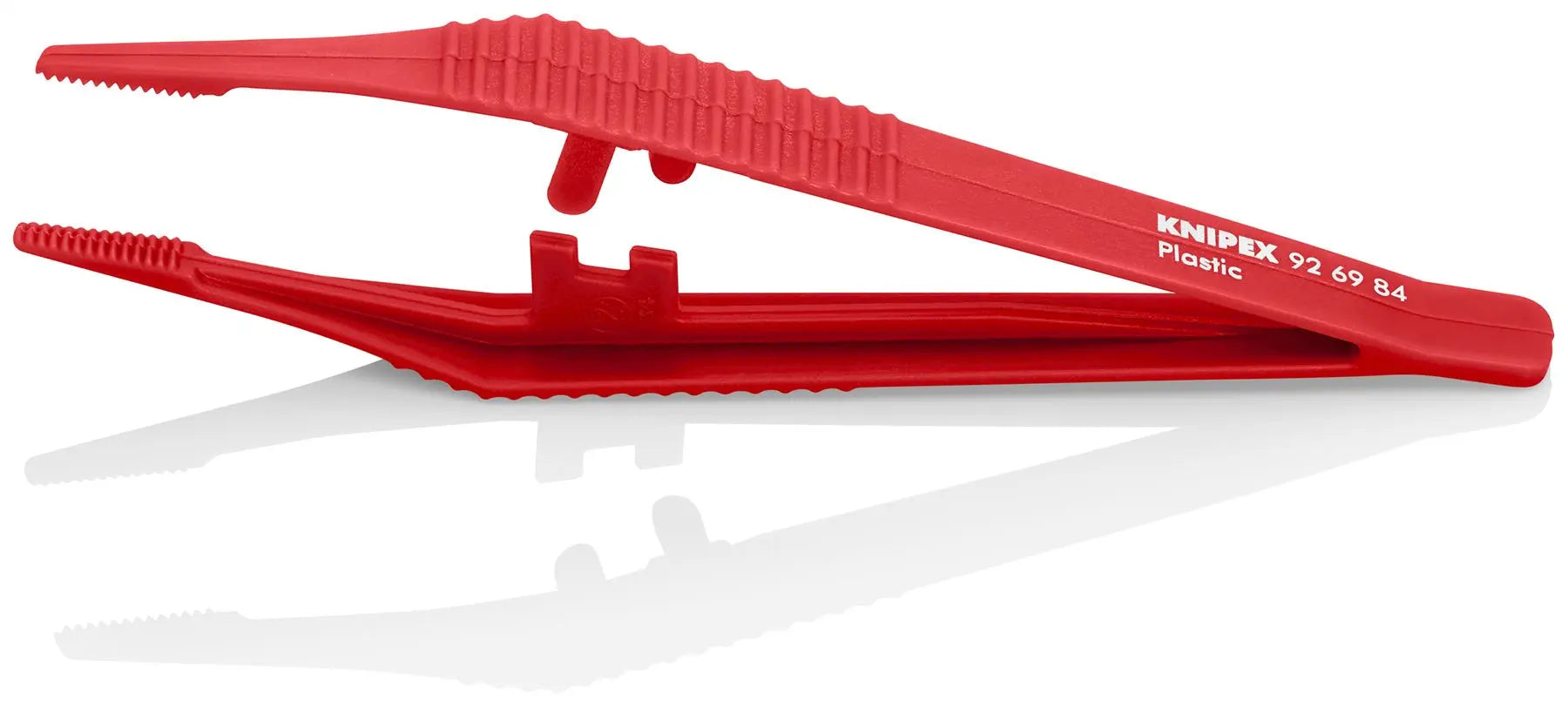 KNIPEX Plastic Tweezers 129mm Blunt Tip Disposable for Chemical Pharmaceutical Cosmetics Sector 92 69 84 White Rose Tools