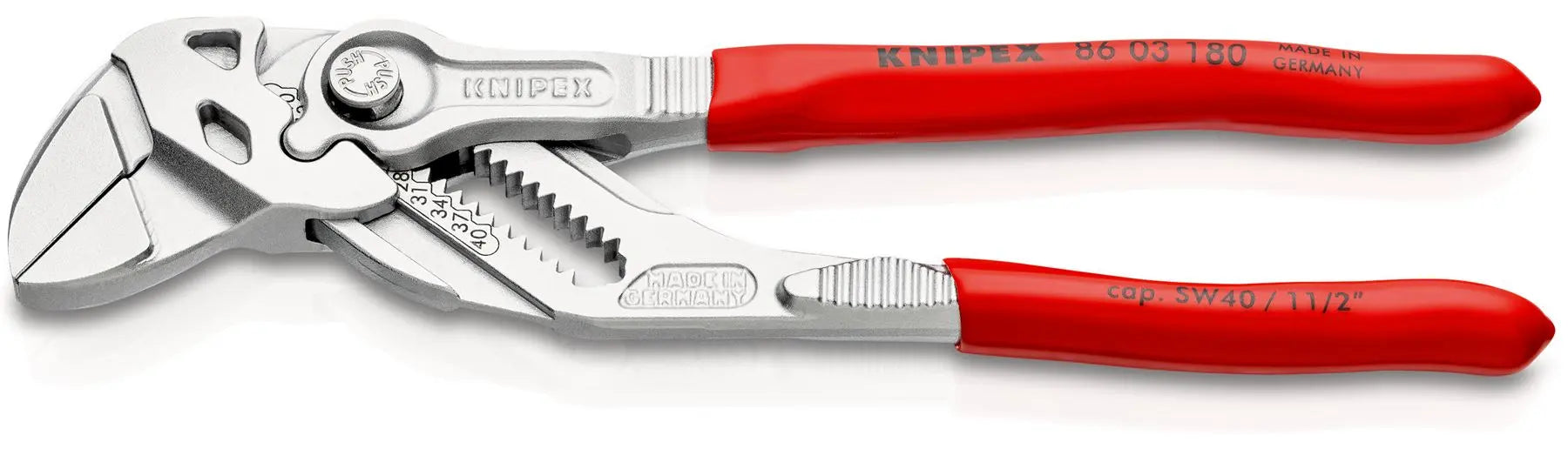 KNIPEX Pliers Wrench Slip Joint Plier 180mm Chrome Plastic Coated Handles 86 03 180 SB White Rose Tools