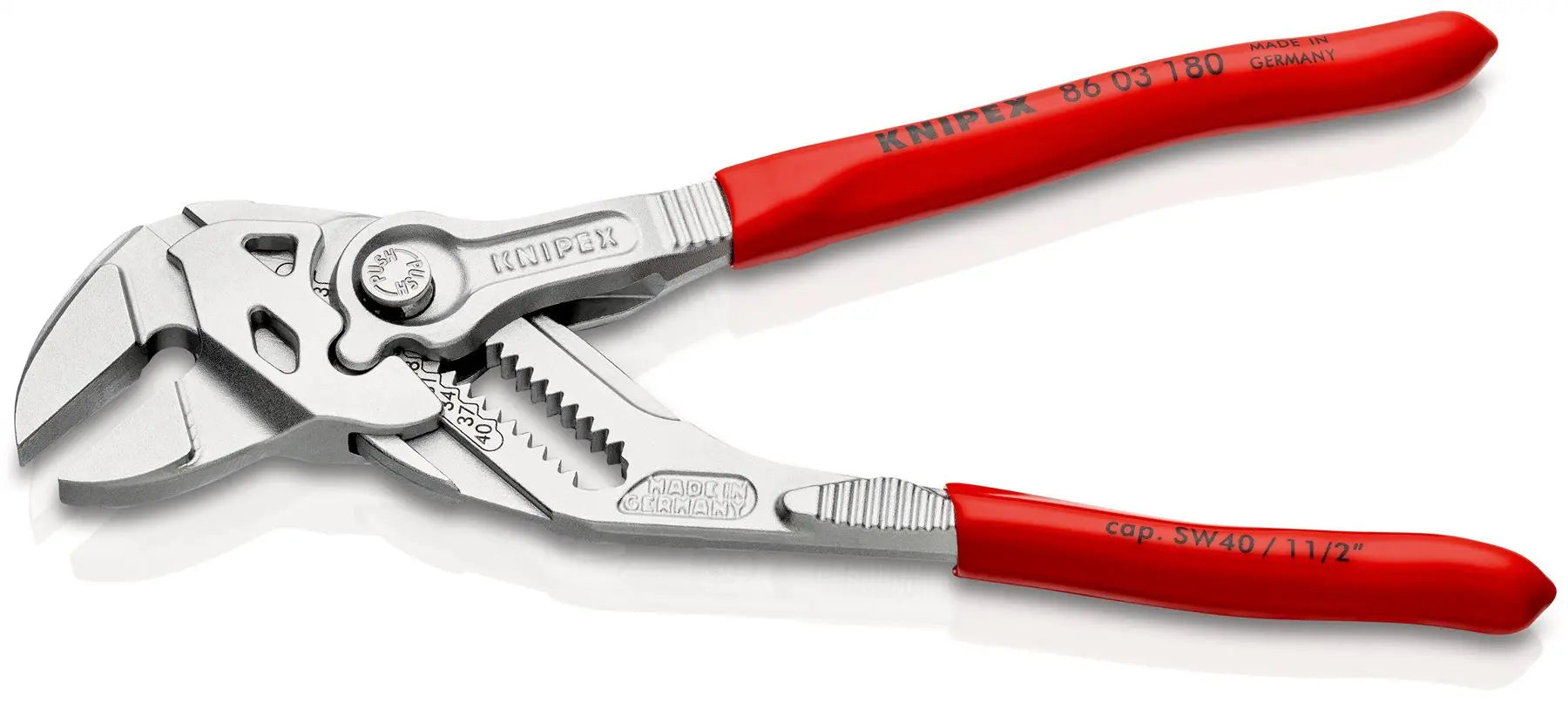 KNIPEX Pliers Wrench Slip Joint Plier 180mm Chrome Plastic Coated Handles 86 03 180 SB White Rose Tools