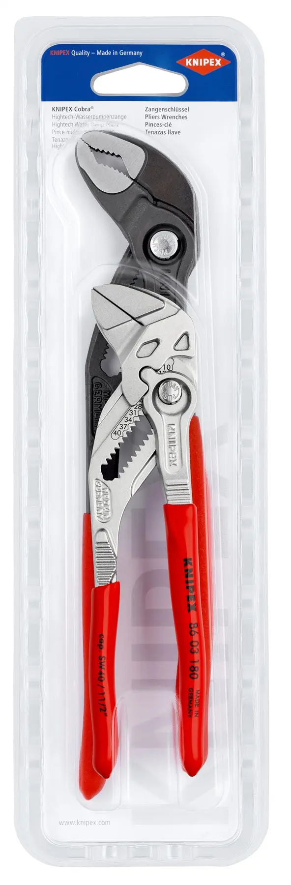 KNIPEX Pliers Wrench and Cobra Water Pump Pliers Set 2 Pieces 180mm 250mm 00 31 20 V03 White Rose Tools