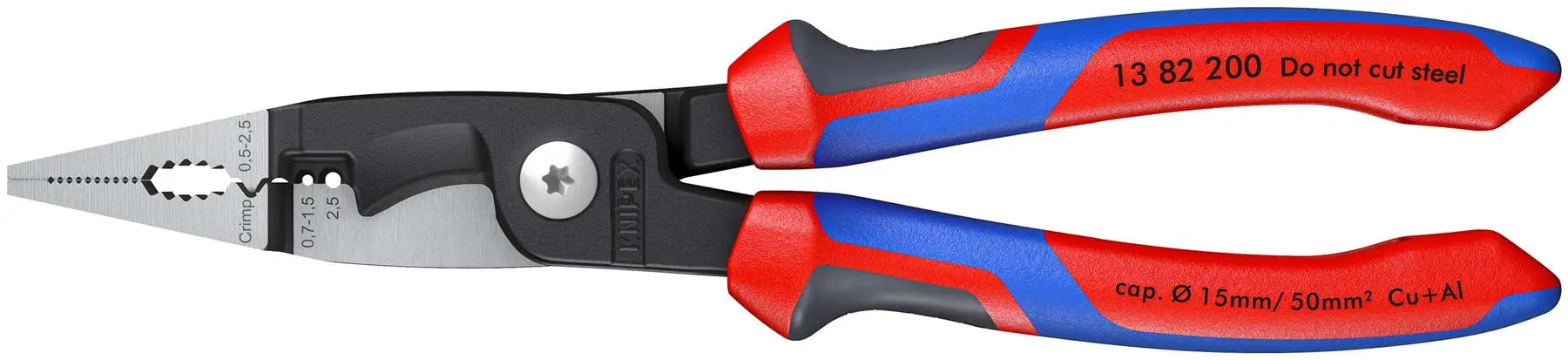 KNIPEX Pliers for Electrical Installation 200mm Multi Component Grips 13 82 200 White Rose Tools
