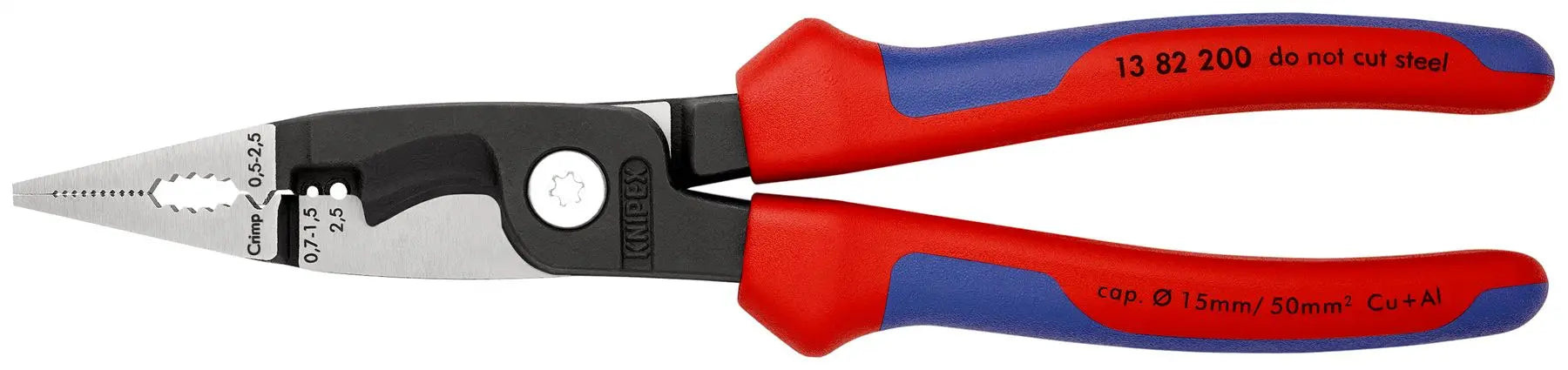 KNIPEX Pliers for Electrical Installation 200mm Multi Component Grips 13 82 200 White Rose Tools