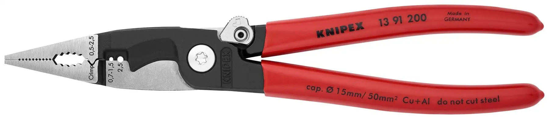 KNIPEX Pliers for Electrical Installation 200mm Plastic Coated 13 91 200 SB White Rose Tools