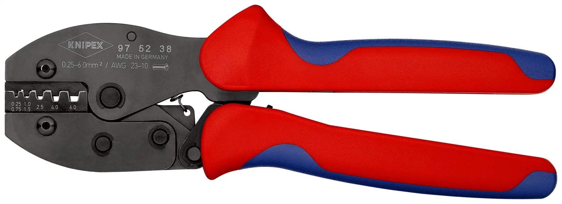 KNIPEX PreciForce Crimping Pliers for Insulated and Non Insulated Wire Ferrules 0.25-6.0mm² 220mm 97 52 38 White Rose Tools
