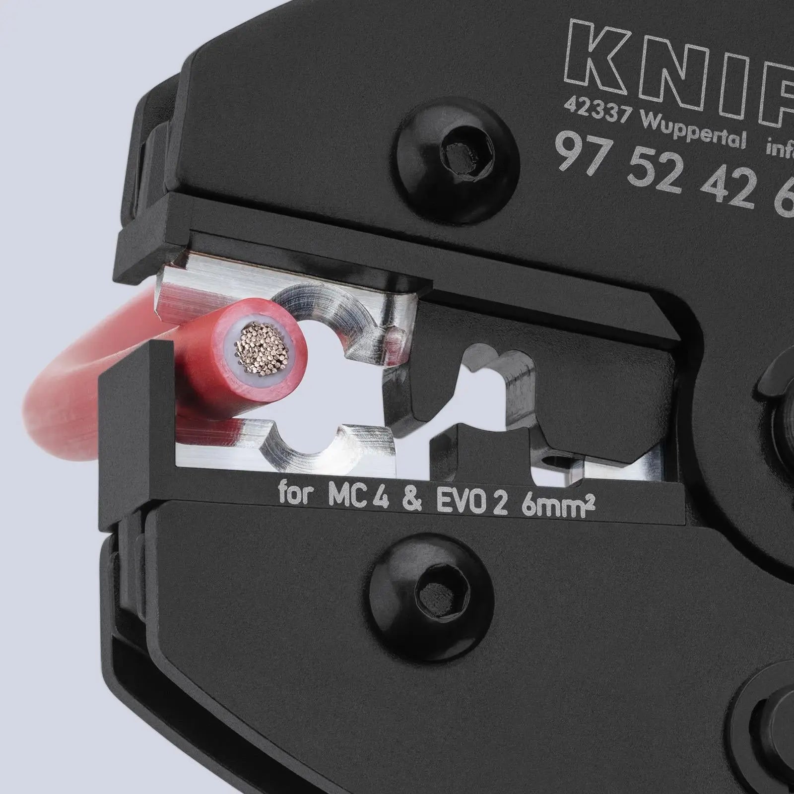 KNIPEX PreciForce Crimping Pliers for MC4®/MC4® Evo 2 Connectors 220mm 97 52 42 6 White Rose Tools