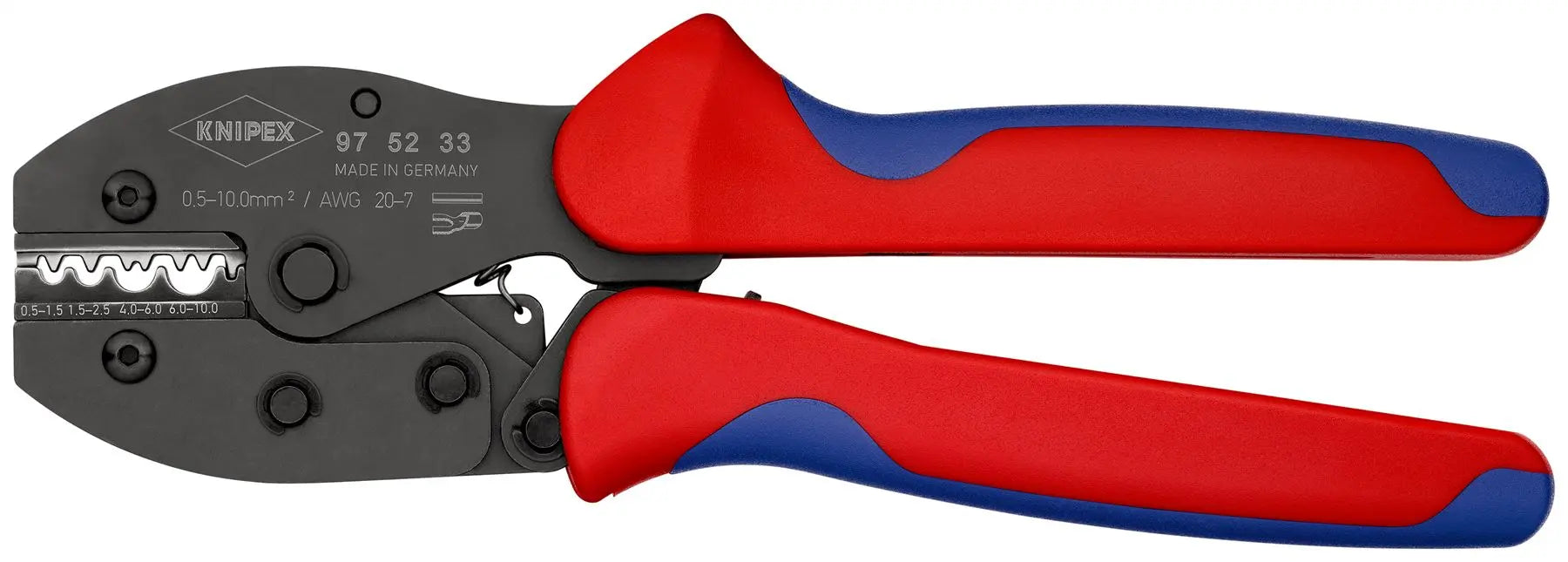KNIPEX PreciForce Crimping Pliers for Non Insulated Terminals 0.5-10mm² 220mm 97 52 33 White Rose Tools