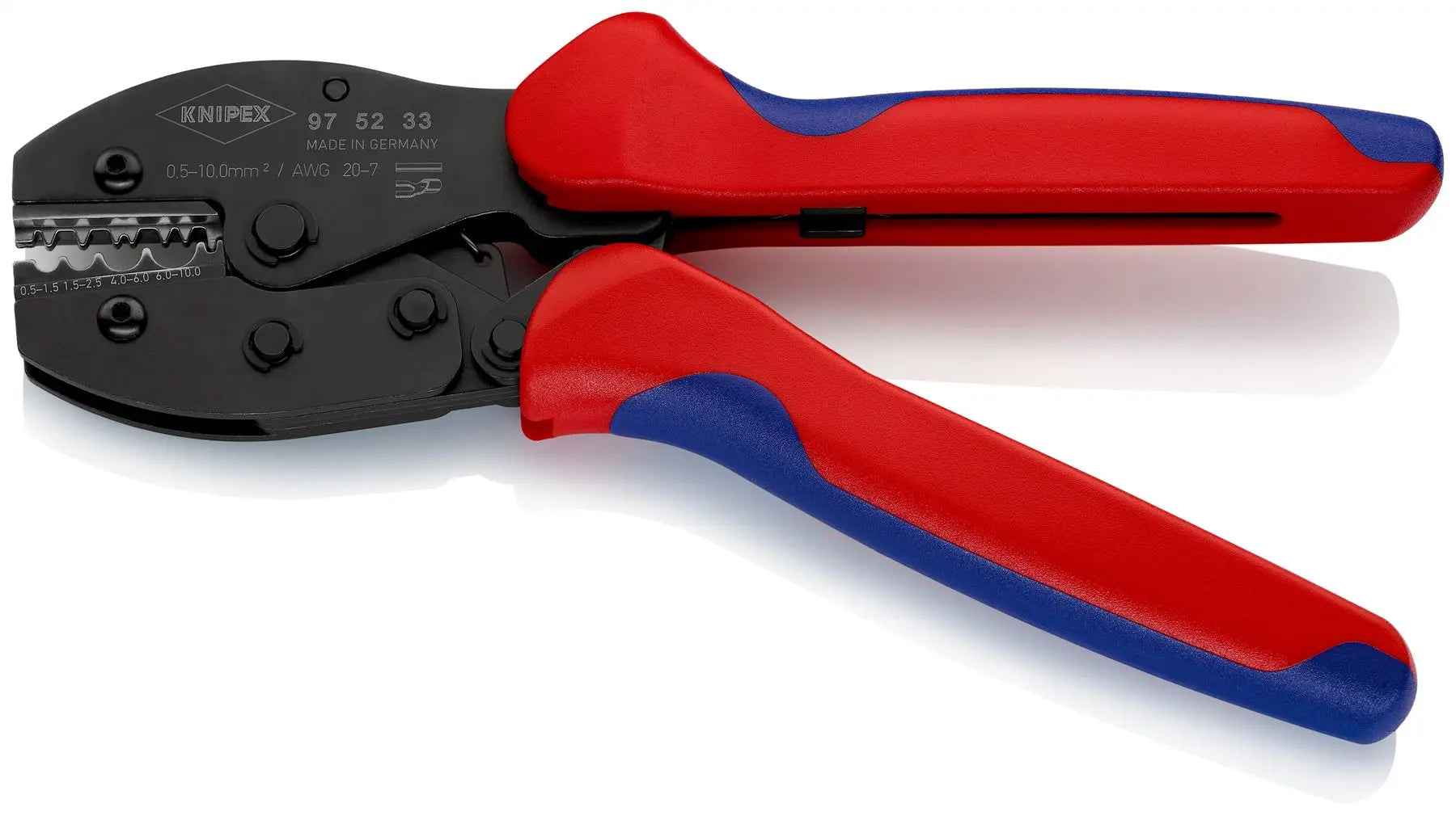 KNIPEX PreciForce Crimping Pliers for Non Insulated Terminals 0.5-10mm² 220mm 97 52 33 White Rose Tools