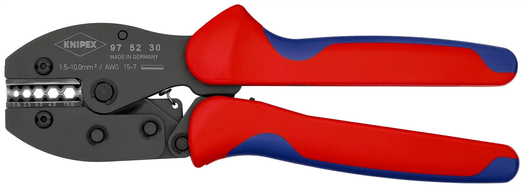KNIPEX PreciForce Crimping Pliers for Non Insulated Terminals 1.5-10mm² 220mm 97 52 30 White Rose Tools