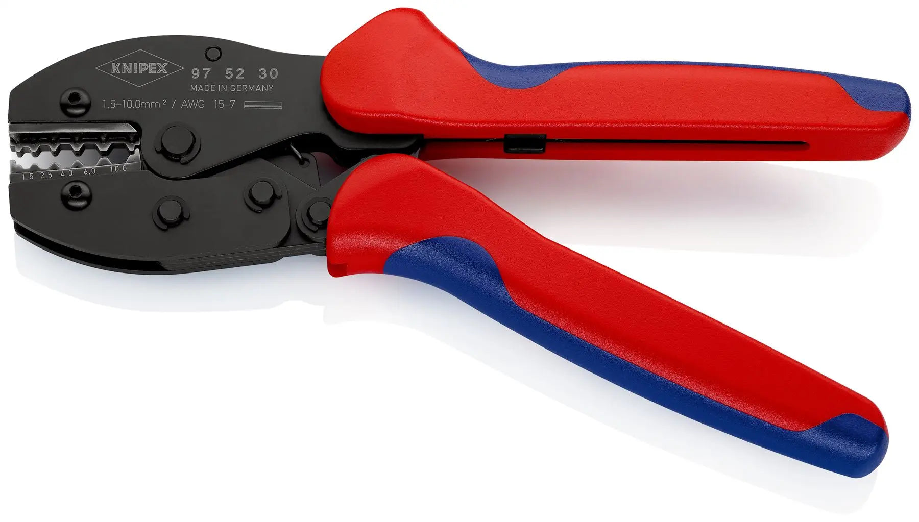 KNIPEX PreciForce Crimping Pliers for Non Insulated Terminals 1.5-10mm² 220mm 97 52 30 White Rose Tools