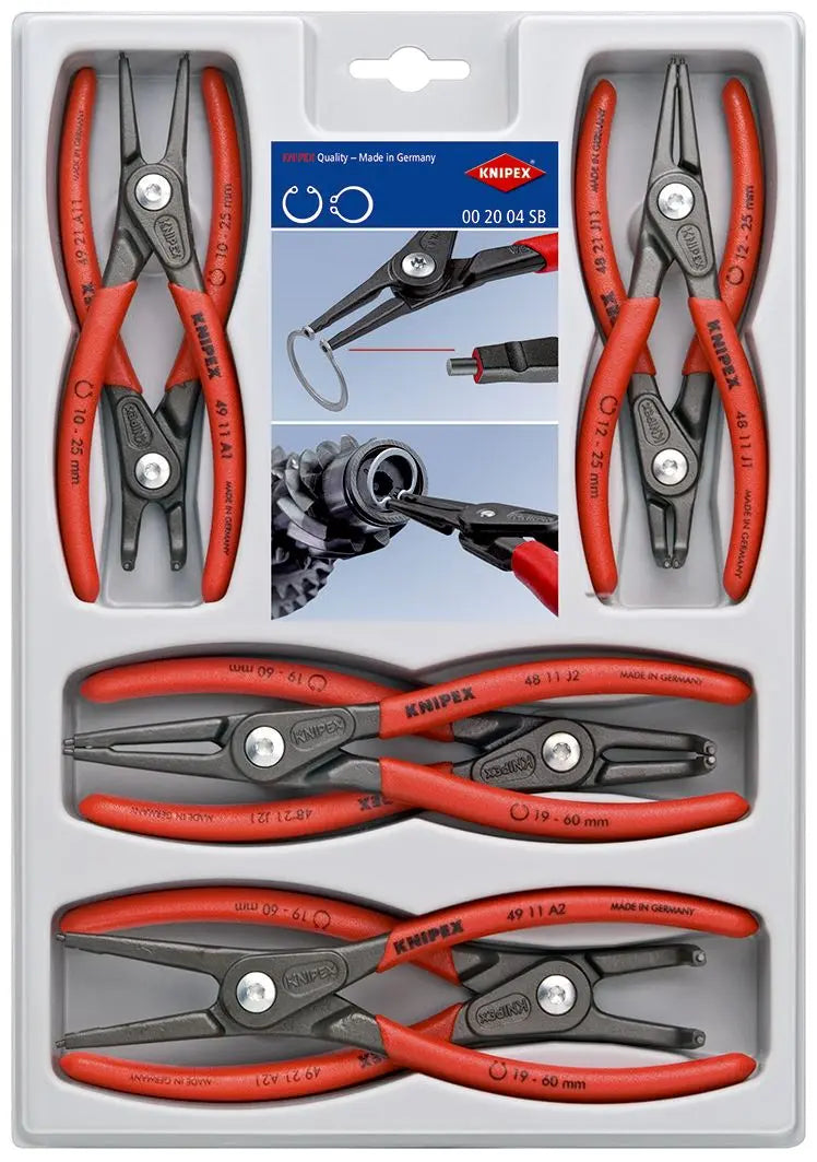 KNIPEX Precision Circlip Plier Set 8 Pieces Internal External Pliers 00 20 04 SB White Rose Tools