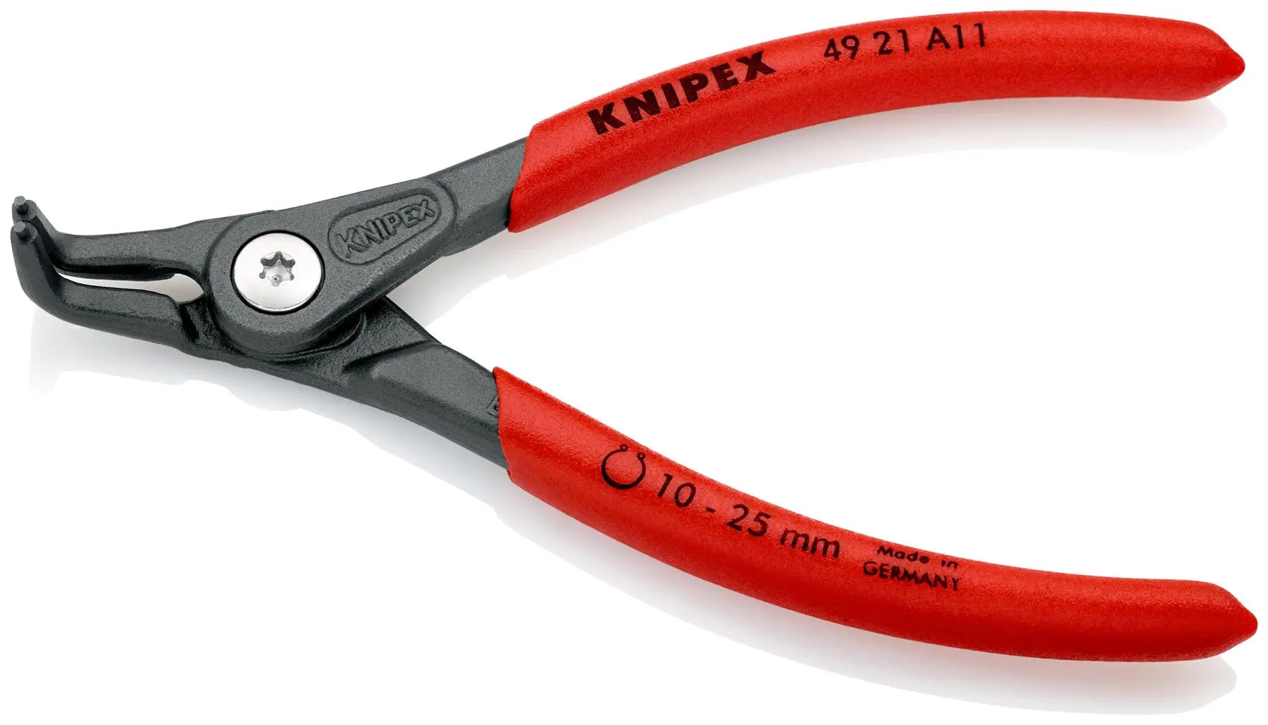 KNIPEX Precision Circlip Pliers for External Circlips on Shafts 90° Angled 130mm 1.3mm Diameter Tips 49 21 A11 White Rose Tools