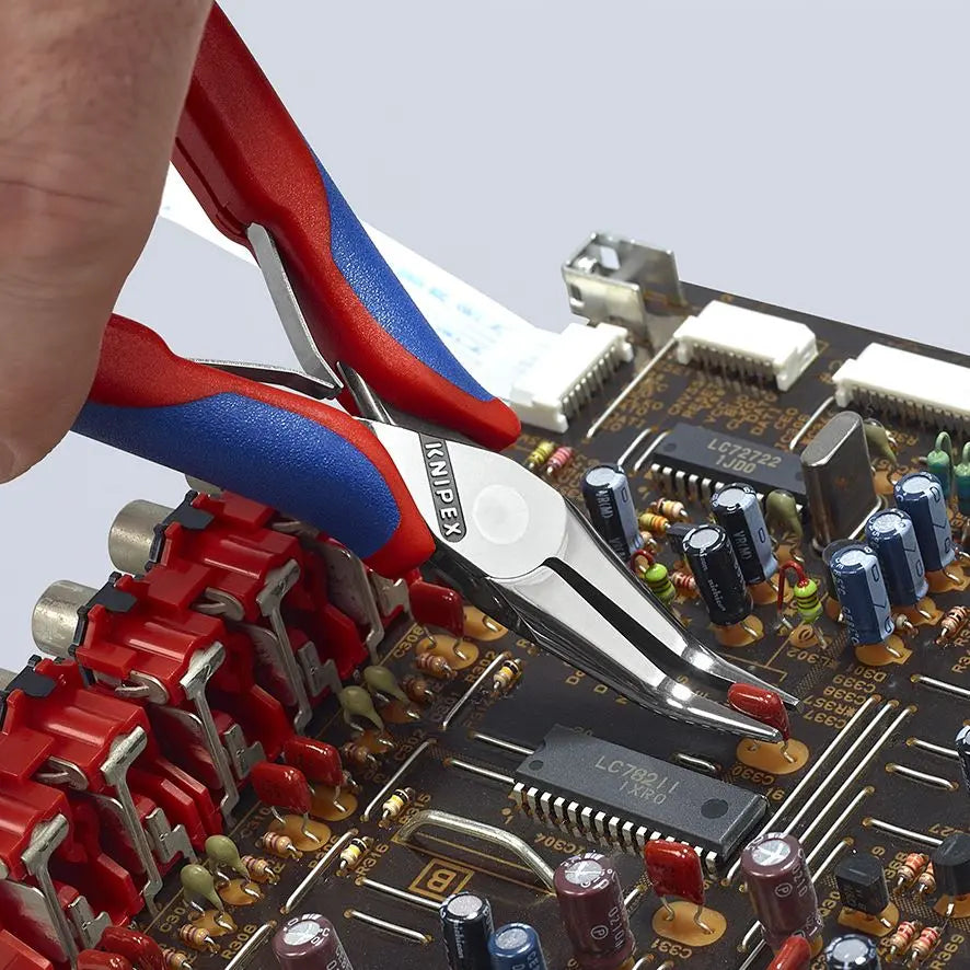 KNIPEX Precision Electronics Gripping Pliers 45° Bent Nose 145mm Multi Component Grips 35 82 145 White Rose Tools