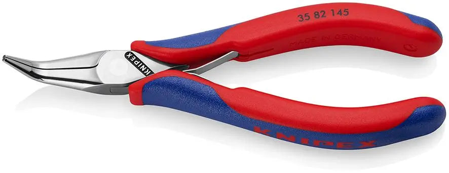KNIPEX Precision Electronics Gripping Pliers 45° Bent Nose 145mm Multi Component Grips 35 82 145 SB White Rose Tools