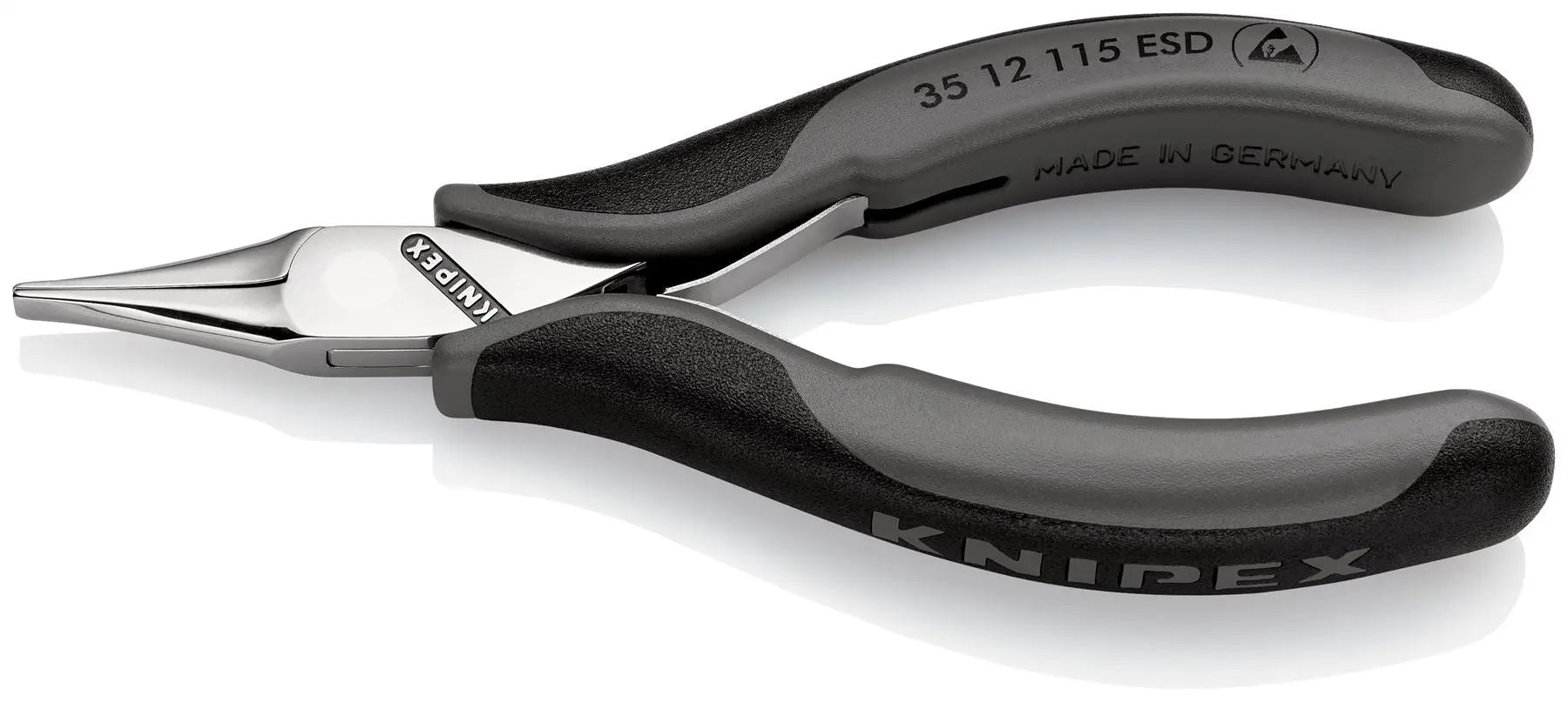 KNIPEX Precision Electronics Gripping Pliers ESD 115mm Black/Grey Multi Component Grips 35 12 115 ESD White Rose Tools
