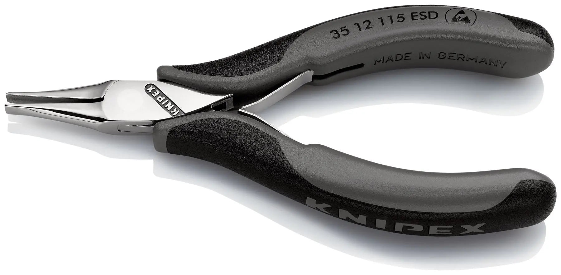 KNIPEX Precision Electronics Gripping Pliers ESD 115mm Black/Grey Multi Component Grips 35 12 115 ESD White Rose Tools