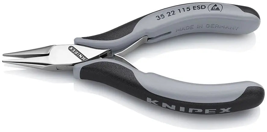 KNIPEX Precision Electronics Gripping Pliers ESD 115mm Black/Grey Multi Component Grips 35 22 115 ESD White Rose Tools