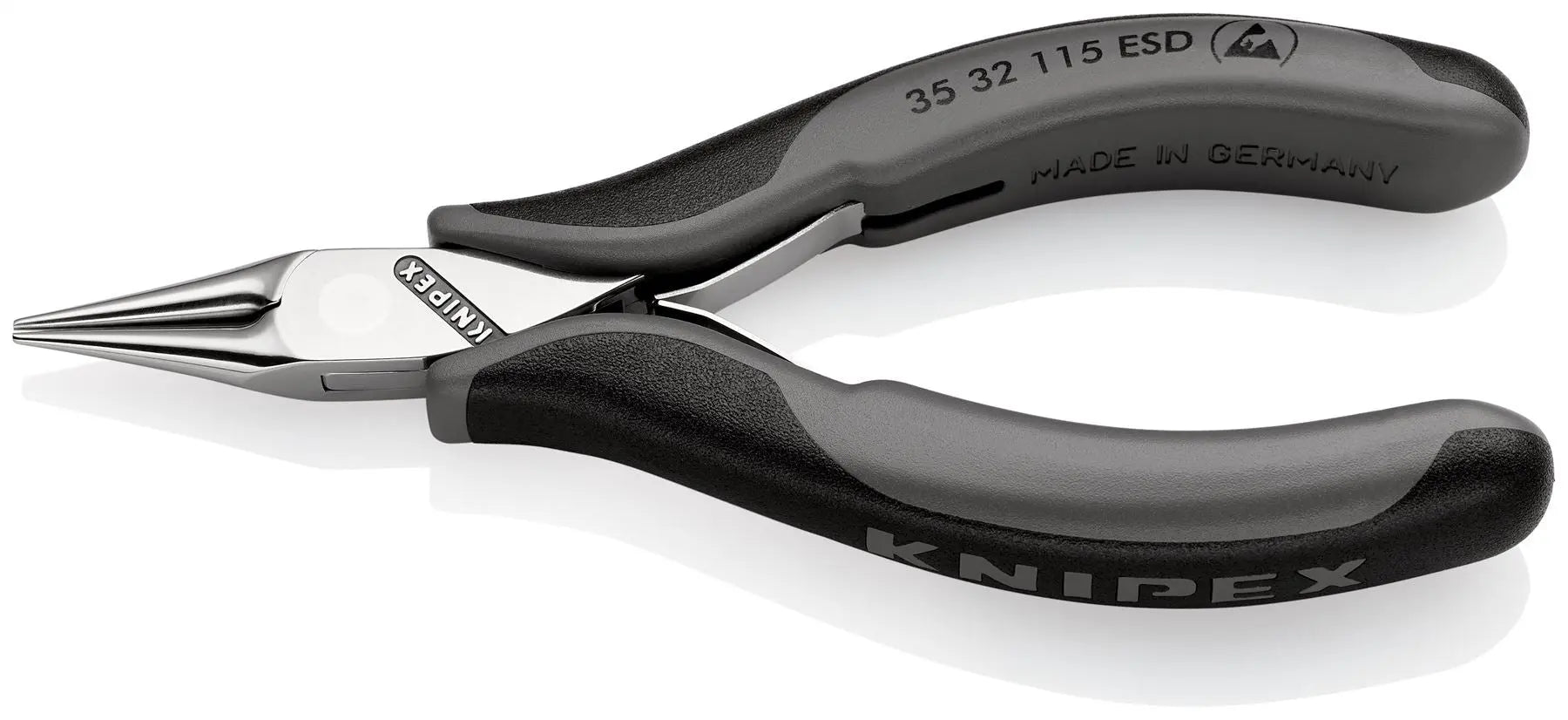 KNIPEX Precision Electronics Gripping Pliers ESD 115mm Black/Grey Multi Component Grips 35 32 115 ESD White Rose Tools