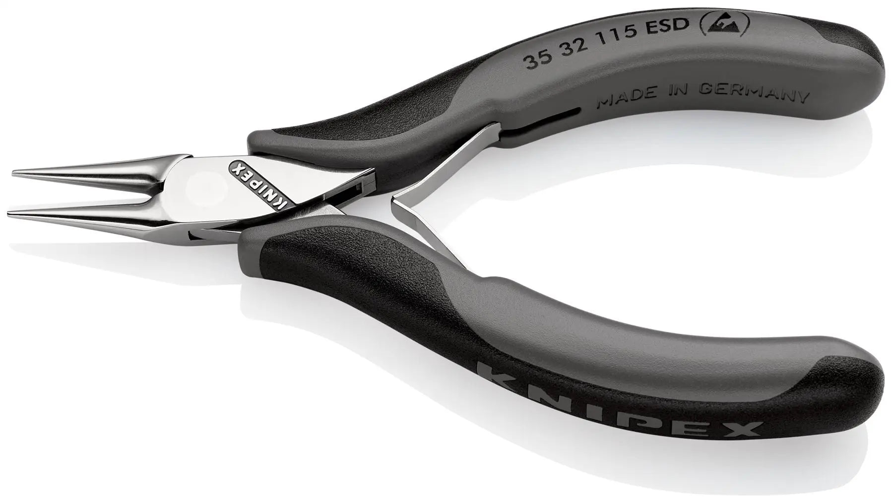 KNIPEX Precision Electronics Gripping Pliers ESD 115mm Black/Grey Multi Component Grips 35 32 115 ESD White Rose Tools