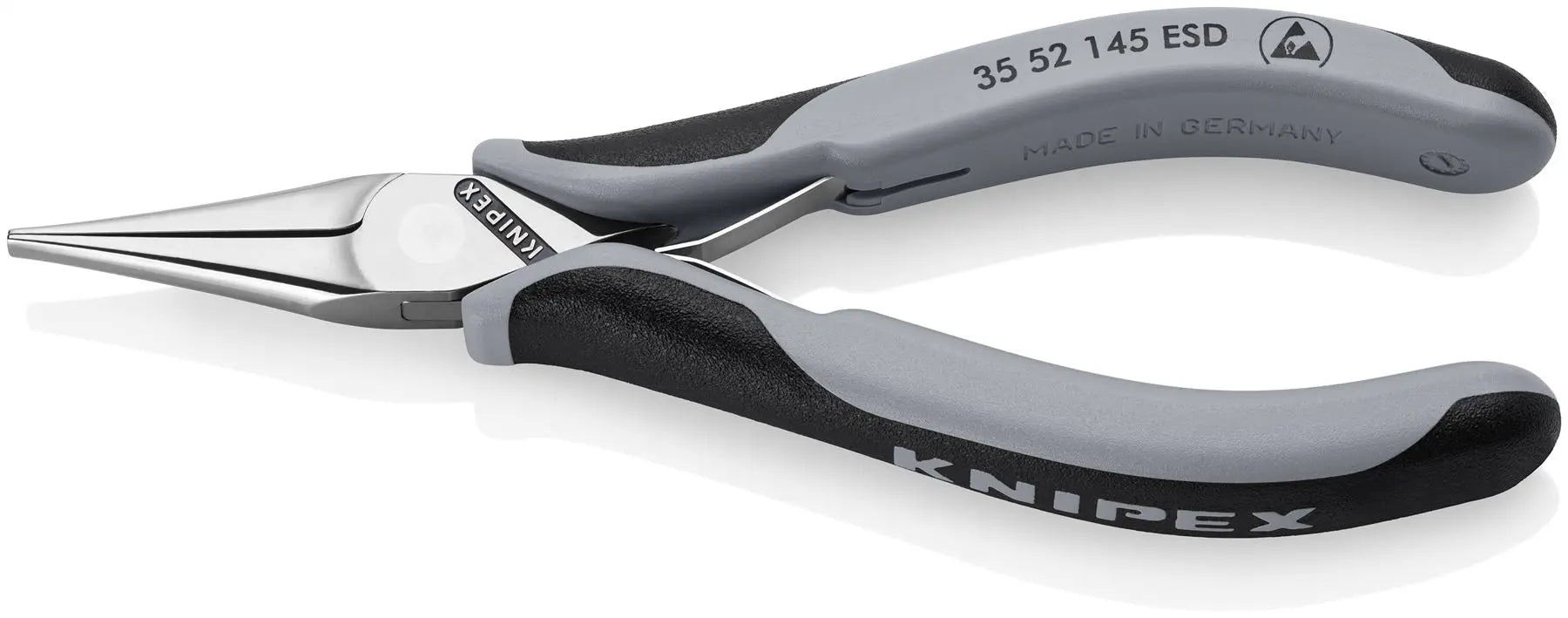 KNIPEX Precision Electronics Gripping Pliers ESD 145mm Black/Grey Multi Component Grips 35 52 145 ESD White Rose Tools