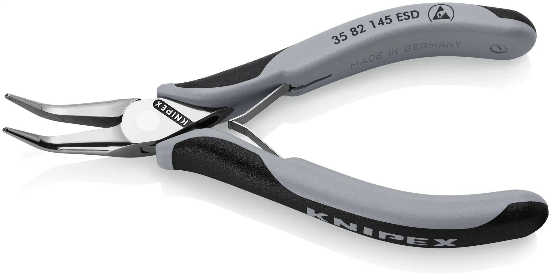 KNIPEX Precision Electronics Gripping Pliers ESD 145mm Black/Grey Multi Component Grips 35 82 145 ESD White Rose Tools