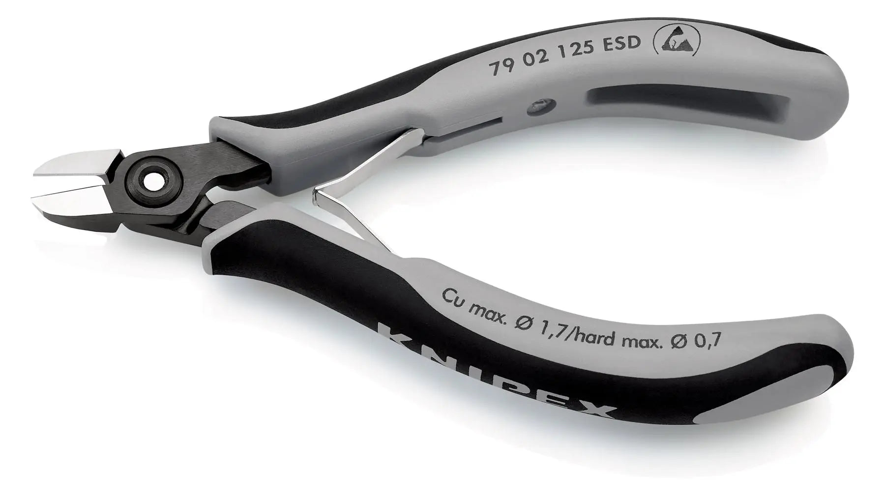 KNIPEX Precision Electronics Side Cutter Cutting Pliers ESD 125mm Multi Component Grips 79 02 125 ESD White Rose Tools