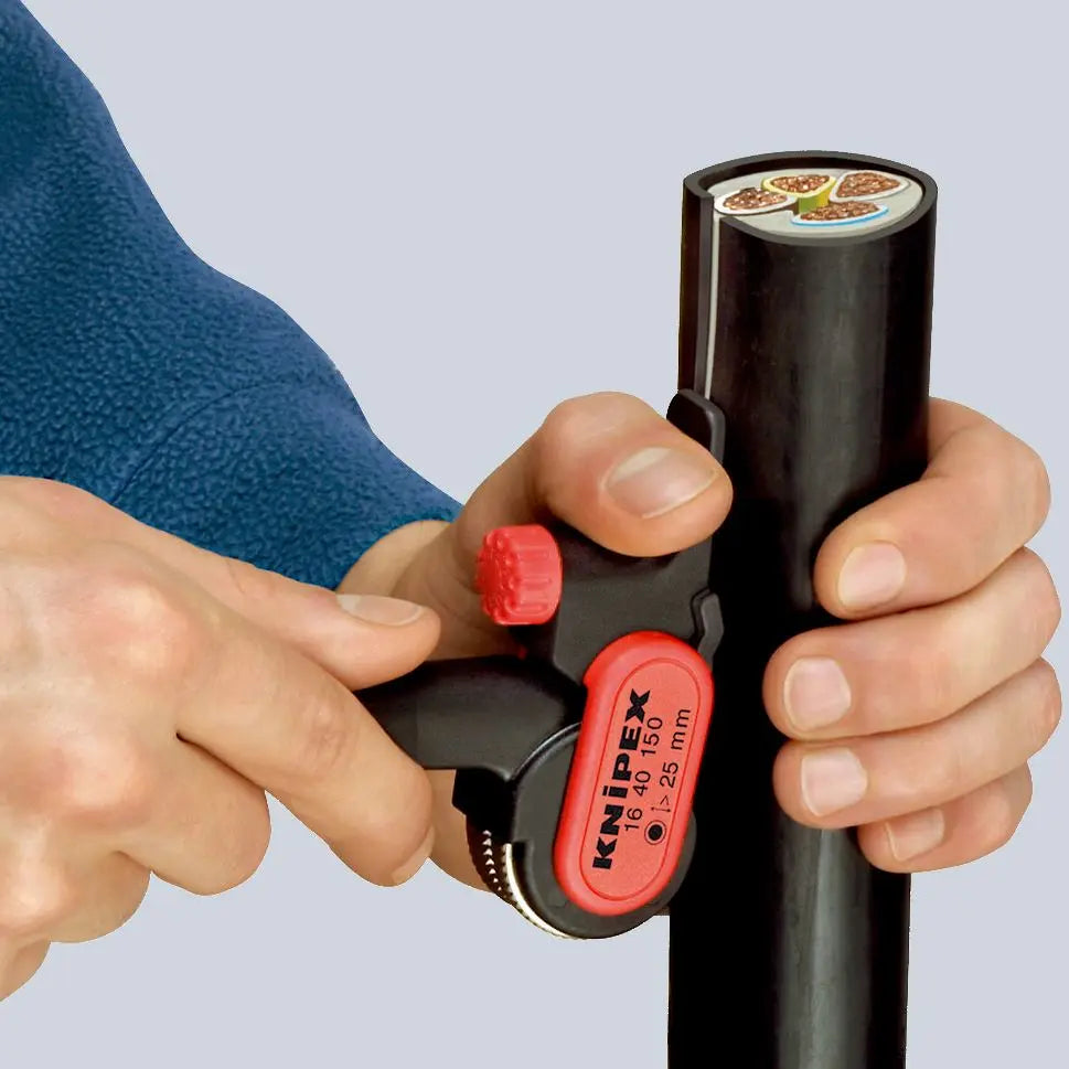 KNIPEX Round Cable Dismantling Tool Exceeding 25mm Diameter 16 40 150 White Rose Tools