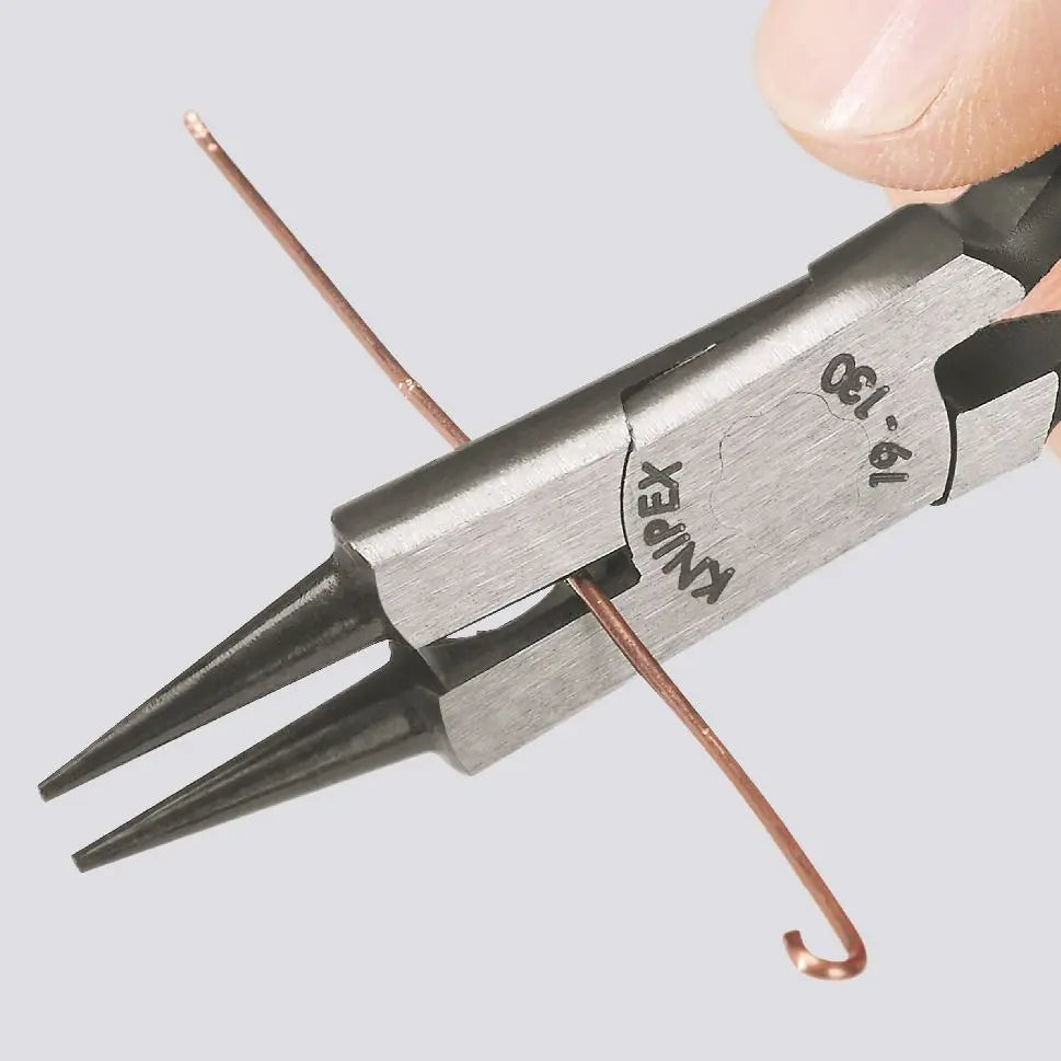 KNIPEX Round Nose Pliers with Cutting Edge Jewellers Pliers 130mm Plastic Coated 19 03 130 White Rose Tools