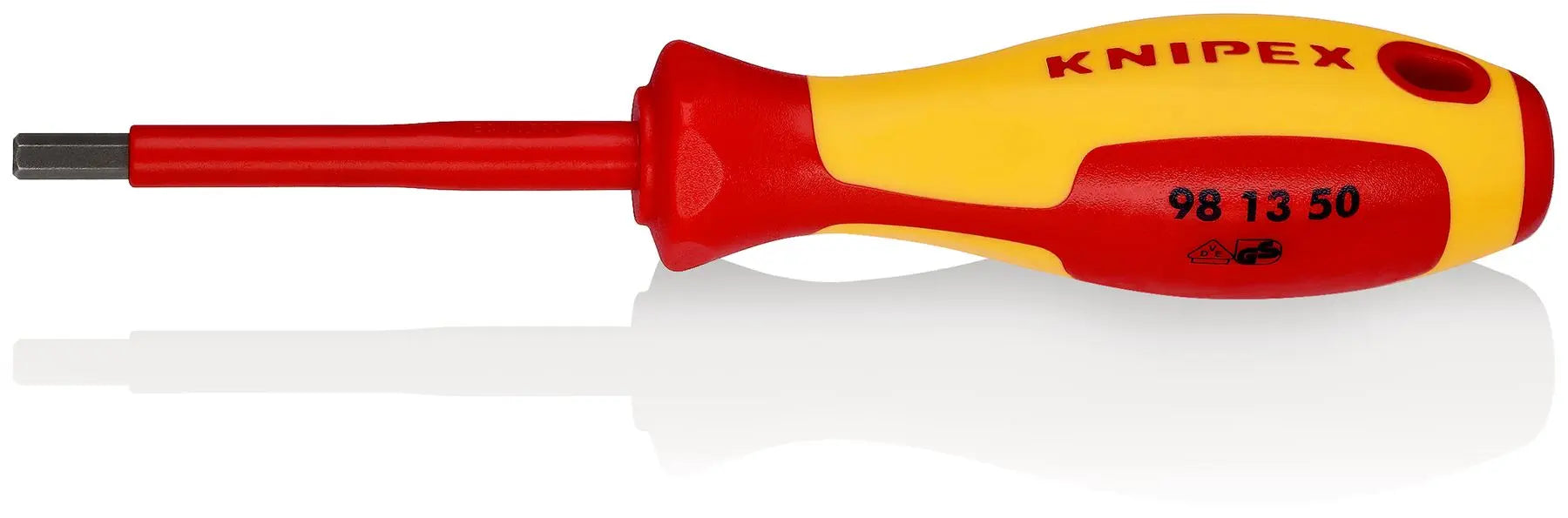 KNIPEX Screwdriver for Hex Socket Screws 5.0mm VDE Insulated Multi Component Grips 187mm 98 13 50 White Rose Tools
