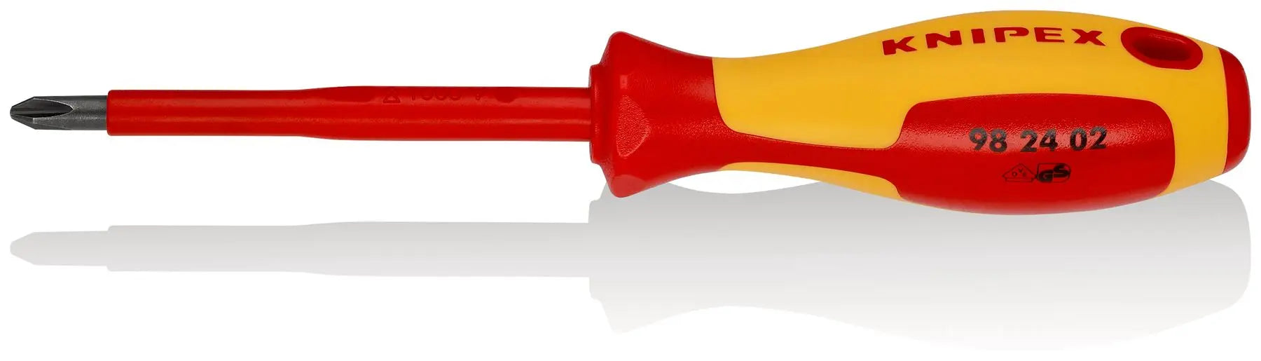 KNIPEX Screwdriver for Phillips Screws PH2 x 100mm VDE Insulated Multi Component Grips 212mm 98 24 02 White Rose Tools