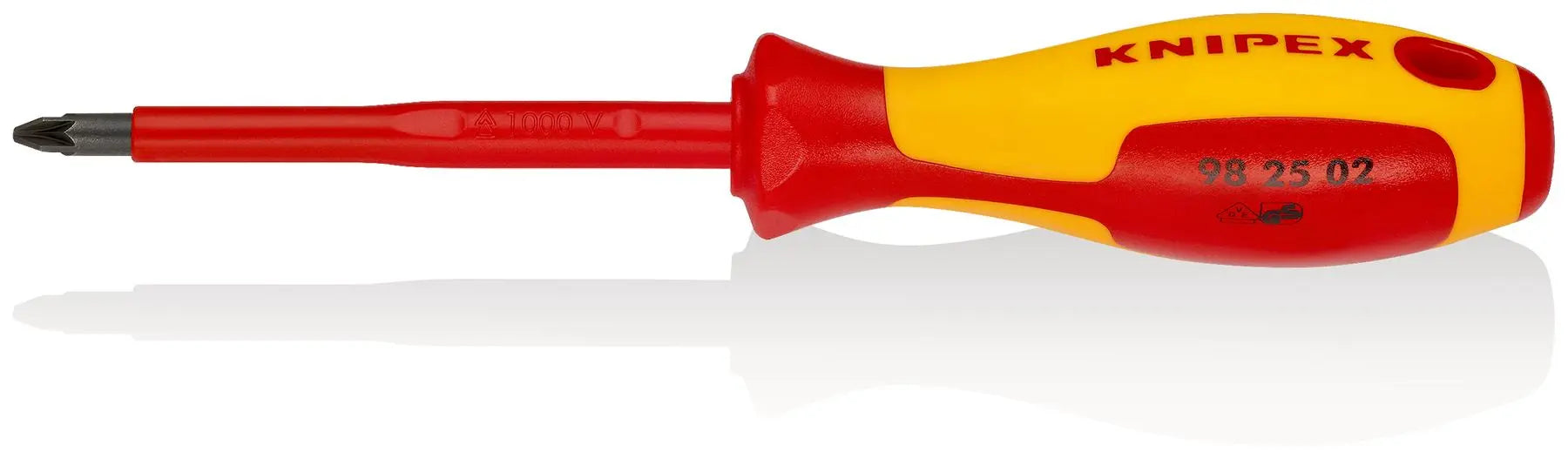 KNIPEX Screwdriver for Pozi Screws PZ2 x 100mm VDE Insulated Multi Component Grips 212mm 98 25 02 White Rose Tools