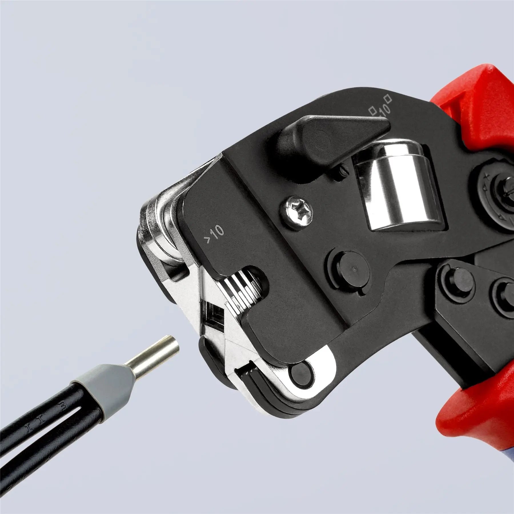 KNIPEX Self Adjusting Crimping Pliers for Wire Ferrules with Front Loading 0.08-10/16mm² 190mm Multi Component Grips 97 53 09 SB White Rose Tools