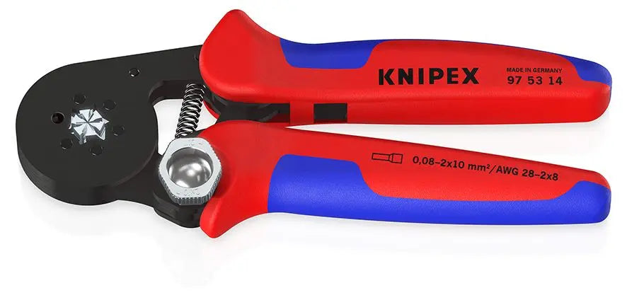 KNIPEX Self Adjusting Crimping Pliers for Wire Ferrules with Lateral Access up to 16mm² 180mm Multi Component Grips 97 53 14 SB White Rose Tools