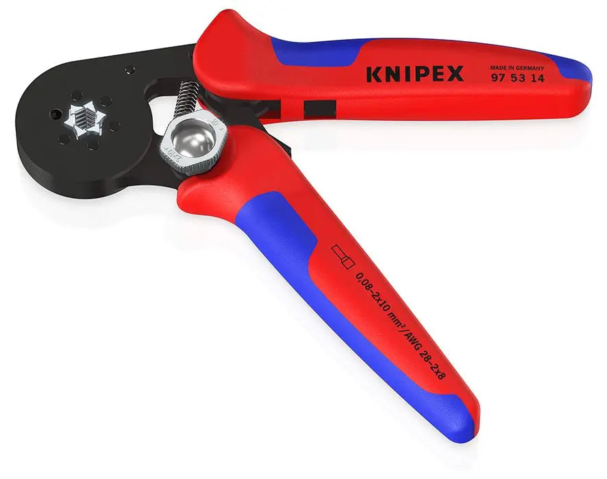 KNIPEX Self Adjusting Crimping Pliers for Wire Ferrules with Lateral Access up to 16mm² 180mm Multi Component Grips 97 53 14 SB White Rose Tools