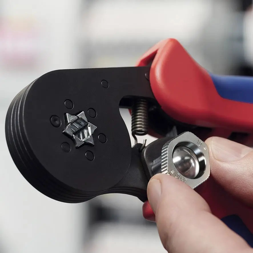 KNIPEX Self Adjusting Crimping Pliers for Wire Ferrules with Lateral Access up to 16mm² 180mm Multi Component Grips 97 53 14 SB White Rose Tools